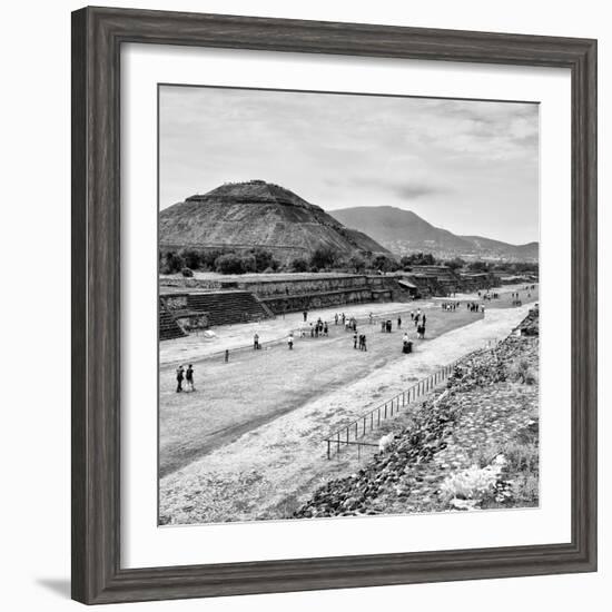 ¡Viva Mexico! Square Collection - Teotihuacan Pyramids B&W-Philippe Hugonnard-Framed Photographic Print