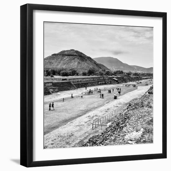 ¡Viva Mexico! Square Collection - Teotihuacan Pyramids B&W-Philippe Hugonnard-Framed Photographic Print