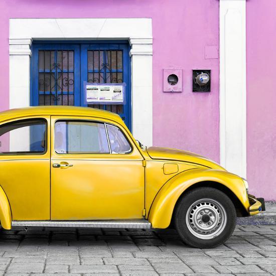 Viva Mexico Square Collection The Gold Vw Beetle Car With Light Square Collection The Gold Vw Beetle Car With Light Pink Street Wall Photographic Print By Philippe Hugonnard Art