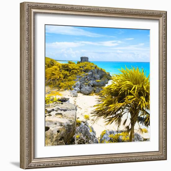 ¡Viva Mexico! Square Collection - Tulum Ruins along Caribbean Coastline II-Philippe Hugonnard-Framed Photographic Print