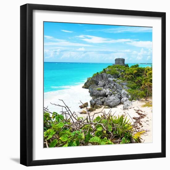 ¡Viva Mexico! Square Collection - Tulum Ruins along Caribbean Coastline III-Philippe Hugonnard-Framed Photographic Print
