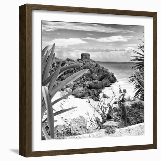 ¡Viva Mexico! Square Collection - Tulum Ruins along Caribbean Coastline with Iguana II-Philippe Hugonnard-Framed Photographic Print