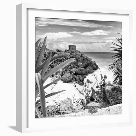 ¡Viva Mexico! Square Collection - Tulum Ruins along Caribbean Coastline with Iguana II-Philippe Hugonnard-Framed Photographic Print