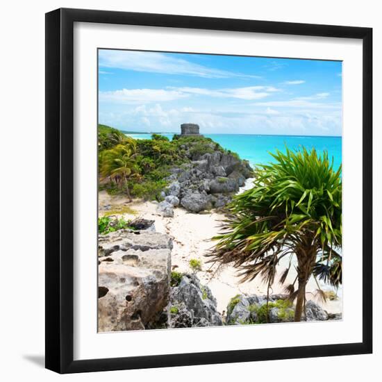 ¡Viva Mexico! Square Collection - Tulum Ruins along Caribbean Coastline-Philippe Hugonnard-Framed Photographic Print