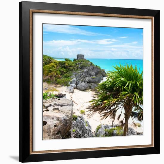 ¡Viva Mexico! Square Collection - Tulum Ruins along Caribbean Coastline-Philippe Hugonnard-Framed Photographic Print