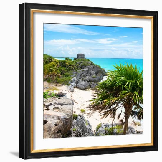 ¡Viva Mexico! Square Collection - Tulum Ruins along Caribbean Coastline-Philippe Hugonnard-Framed Photographic Print