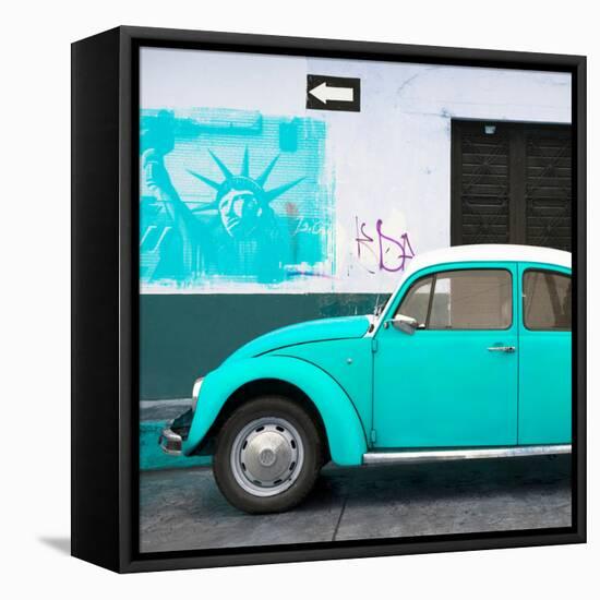 ¡Viva Mexico! Square Collection - Turquoise VW Beetle Car and American Graffiti-Philippe Hugonnard-Framed Premier Image Canvas