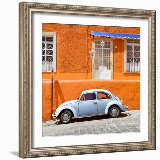 ¡Viva Mexico! Square Collection - VW Beetle Car and Orange Wall-Philippe Hugonnard-Framed Photographic Print