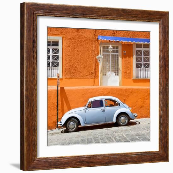 ¡Viva Mexico! Square Collection - VW Beetle Car and Orange Wall-Philippe Hugonnard-Framed Photographic Print