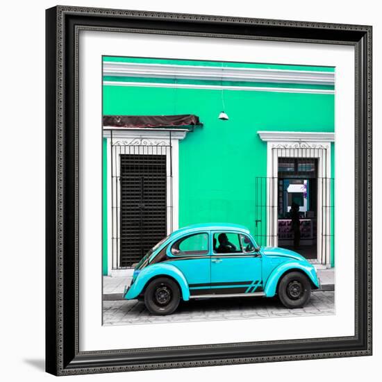 ¡Viva Mexico! Square Collection - VW Beetle Car - Coral Green & Skyblue-Philippe Hugonnard-Framed Photographic Print