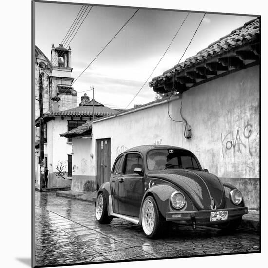 ¡Viva Mexico! Square Collection - VW Beetle Car in San Cristobal de Las Casas B&W-Philippe Hugonnard-Mounted Photographic Print