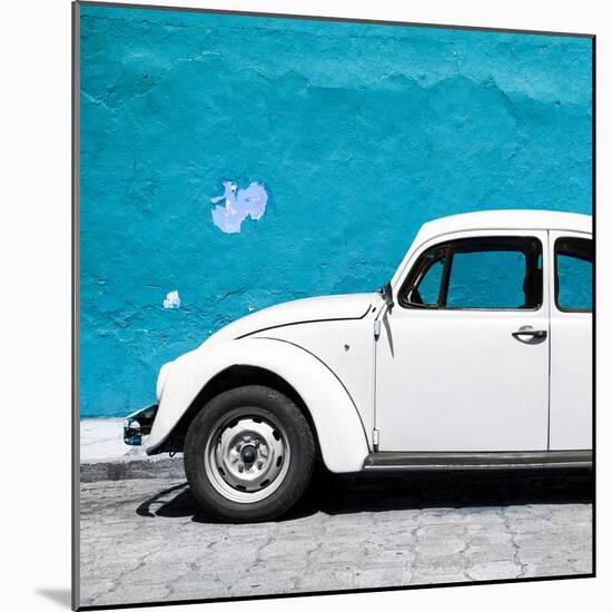 ¡Viva Mexico! Square Collection - White VW Beetle Car & Blue Wall-Philippe Hugonnard-Mounted Photographic Print