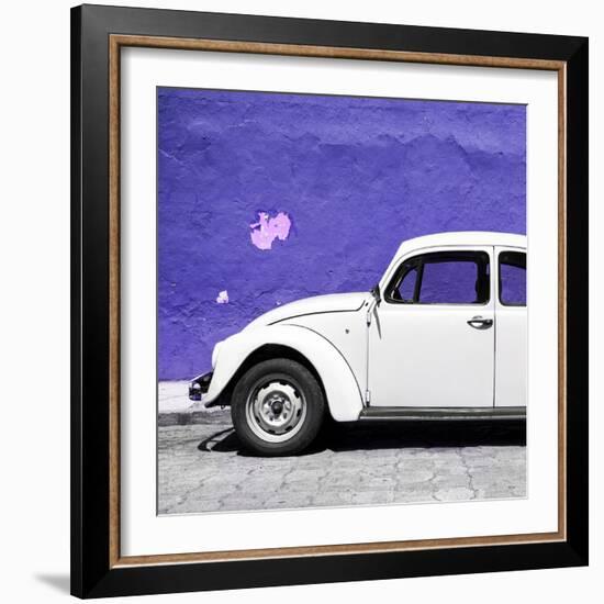 ¡Viva Mexico! Square Collection - White VW Beetle Car & Purple Wall-Philippe Hugonnard-Framed Photographic Print