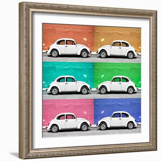 ¡Viva Mexico! Square Collection - White VW Beetle Cars & Color Walls-Philippe Hugonnard-Framed Photographic Print