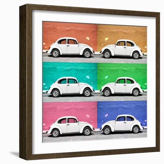 ¡Viva Mexico! Square Collection - White VW Beetle Cars & Color Walls-Philippe Hugonnard-Framed Photographic Print