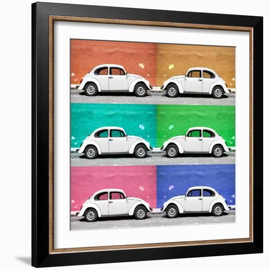 ¡Viva Mexico! Square Collection - White VW Beetle Cars & Color Walls-Philippe Hugonnard-Framed Photographic Print