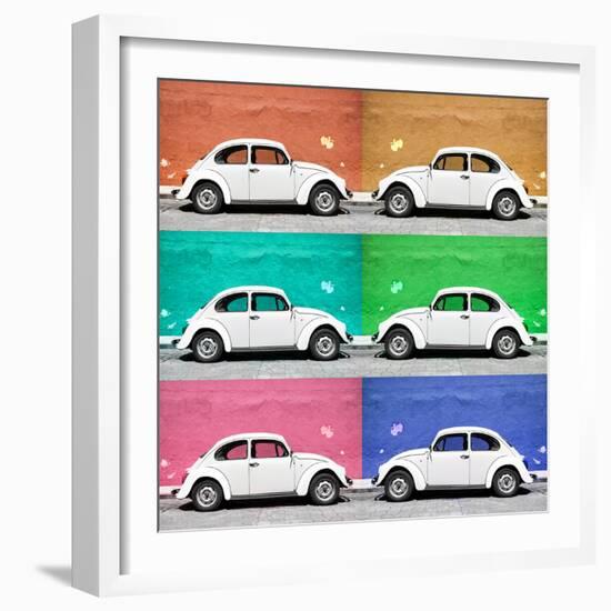 ¡Viva Mexico! Square Collection - White VW Beetle Cars & Color Walls-Philippe Hugonnard-Framed Photographic Print