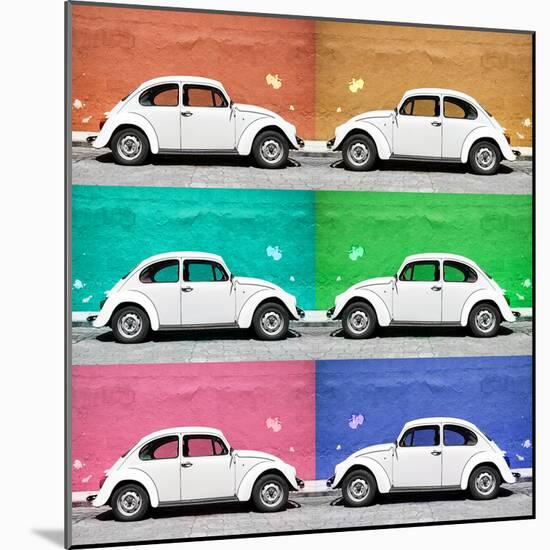 ¡Viva Mexico! Square Collection - White VW Beetle Cars & Color Walls-Philippe Hugonnard-Mounted Photographic Print
