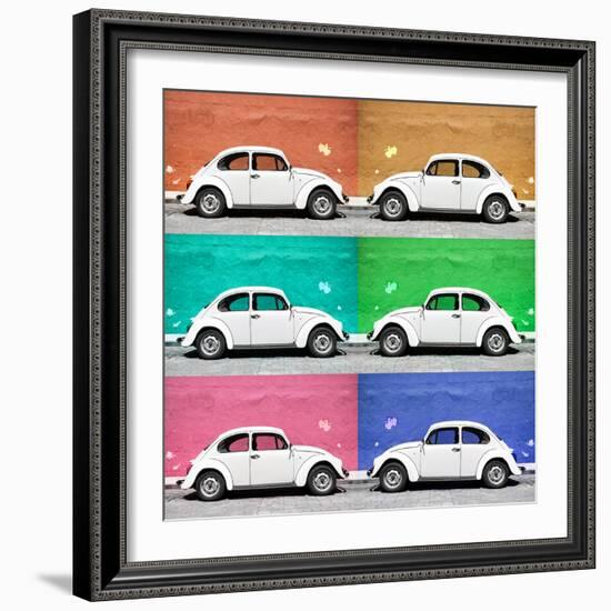 ¡Viva Mexico! Square Collection - White VW Beetle Cars & Color Walls-Philippe Hugonnard-Framed Photographic Print