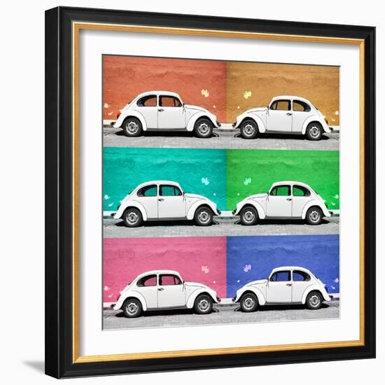 ¡Viva Mexico! Square Collection - White VW Beetle Cars & Color Walls-Philippe Hugonnard-Framed Photographic Print