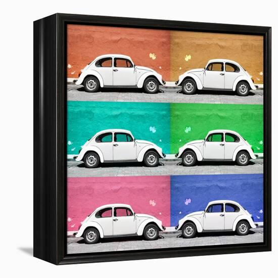 ¡Viva Mexico! Square Collection - White VW Beetle Cars & Color Walls-Philippe Hugonnard-Framed Premier Image Canvas