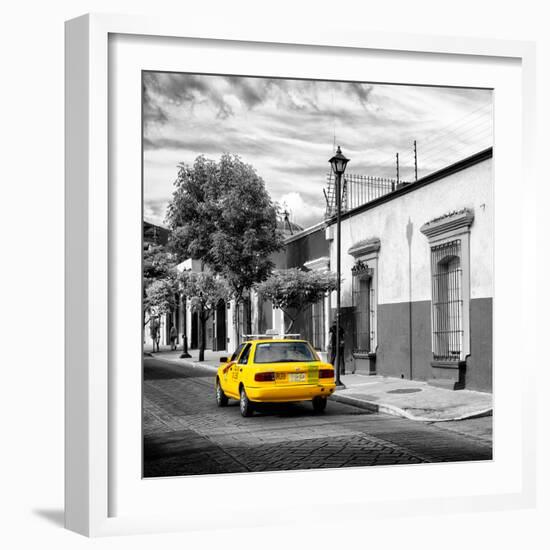 ¡Viva Mexico! Square Collection - Yellow Taxi in Oaxaca III-Philippe Hugonnard-Framed Photographic Print