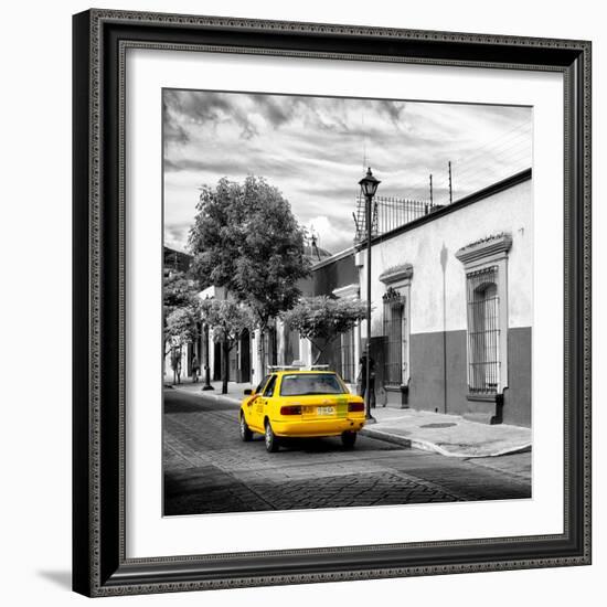 ¡Viva Mexico! Square Collection - Yellow Taxi in Oaxaca III-Philippe Hugonnard-Framed Photographic Print