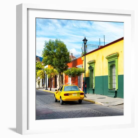 ¡Viva Mexico! Square Collection - Yellow Taxi in Oaxaca-Philippe Hugonnard-Framed Photographic Print