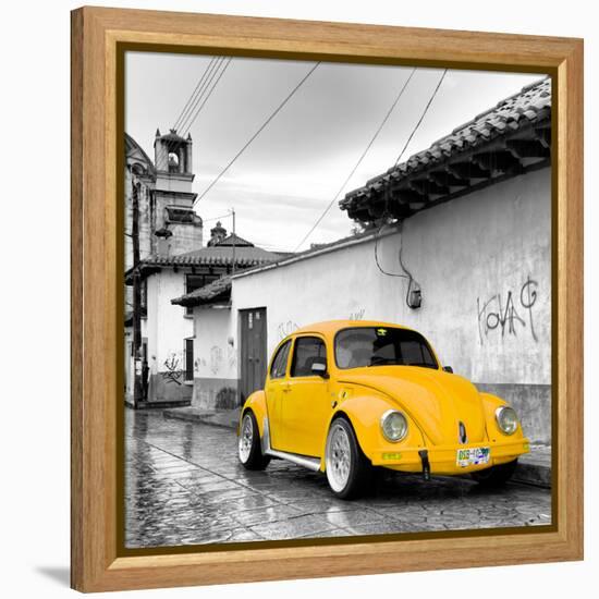 ¡Viva Mexico! Square Collection - Yellow VW Beetle Car in San Cristobal de Las Casas-Philippe Hugonnard-Framed Premier Image Canvas