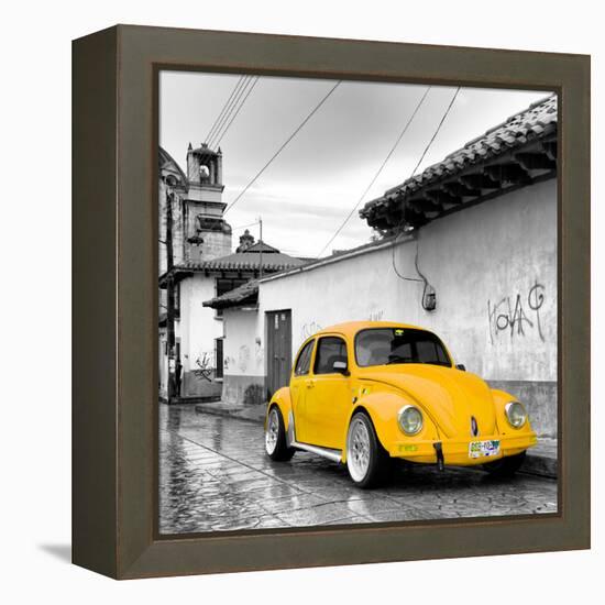 ¡Viva Mexico! Square Collection - Yellow VW Beetle Car in San Cristobal de Las Casas-Philippe Hugonnard-Framed Premier Image Canvas