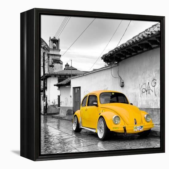 ¡Viva Mexico! Square Collection - Yellow VW Beetle Car in San Cristobal de Las Casas-Philippe Hugonnard-Framed Premier Image Canvas