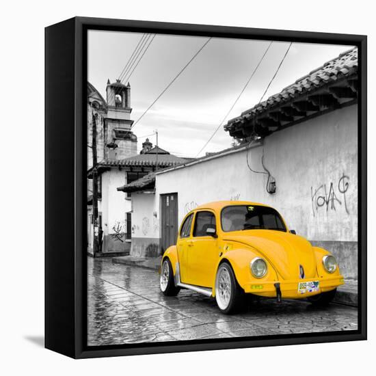 ¡Viva Mexico! Square Collection - Yellow VW Beetle Car in San Cristobal de Las Casas-Philippe Hugonnard-Framed Premier Image Canvas