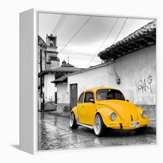 ¡Viva Mexico! Square Collection - Yellow VW Beetle Car in San Cristobal de Las Casas-Philippe Hugonnard-Framed Premier Image Canvas