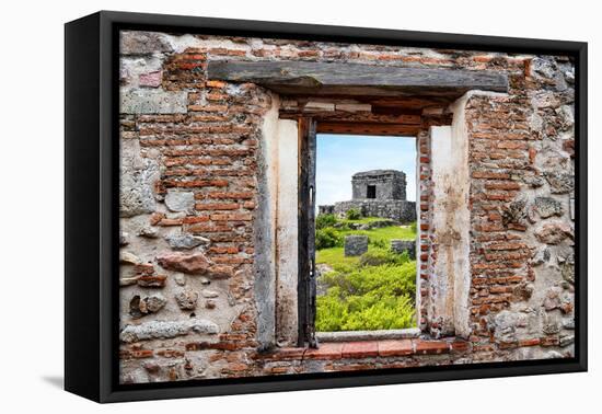 ¡Viva Mexico! Window View - Ancient Mayan Fortress in Tulum-Philippe Hugonnard-Framed Premier Image Canvas