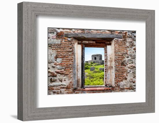 ¡Viva Mexico! Window View - Ancient Mayan Fortress in Tulum-Philippe Hugonnard-Framed Photographic Print