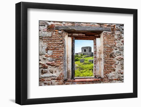 ¡Viva Mexico! Window View - Ancient Mayan Fortress in Tulum-Philippe Hugonnard-Framed Photographic Print