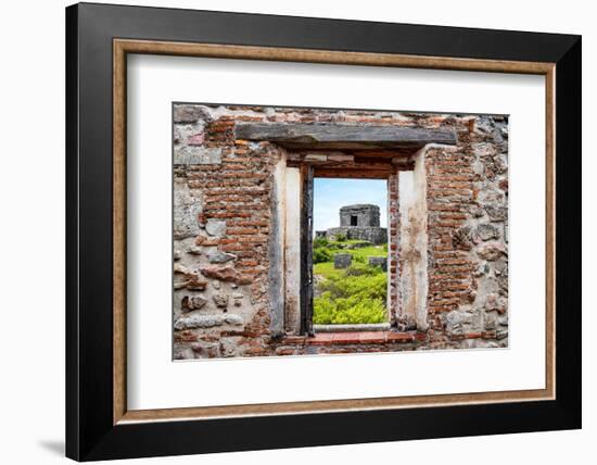 ¡Viva Mexico! Window View - Ancient Mayan Fortress in Tulum-Philippe Hugonnard-Framed Photographic Print