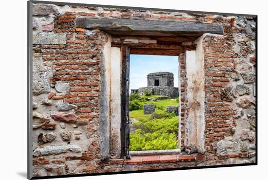 ¡Viva Mexico! Window View - Ancient Mayan Fortress in Tulum-Philippe Hugonnard-Mounted Photographic Print