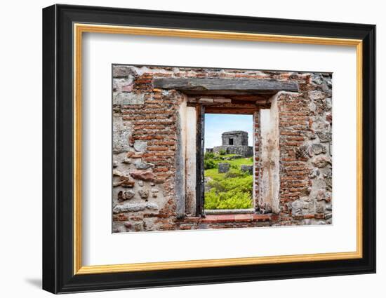 ¡Viva Mexico! Window View - Ancient Mayan Fortress in Tulum-Philippe Hugonnard-Framed Photographic Print