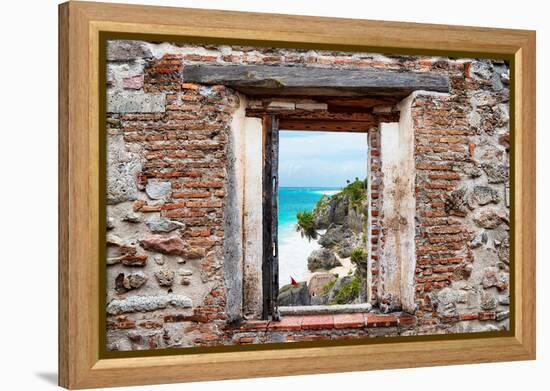 ¡Viva Mexico! Window View - Caribbean Coastline in Tulum-Philippe Hugonnard-Framed Premier Image Canvas