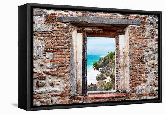 ¡Viva Mexico! Window View - Caribbean Coastline in Tulum-Philippe Hugonnard-Framed Premier Image Canvas