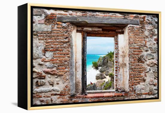 ¡Viva Mexico! Window View - Caribbean Coastline in Tulum-Philippe Hugonnard-Framed Premier Image Canvas