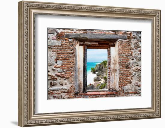 ¡Viva Mexico! Window View - Caribbean Coastline in Tulum-Philippe Hugonnard-Framed Photographic Print