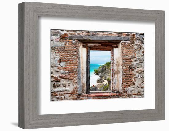 ¡Viva Mexico! Window View - Caribbean Coastline in Tulum-Philippe Hugonnard-Framed Photographic Print