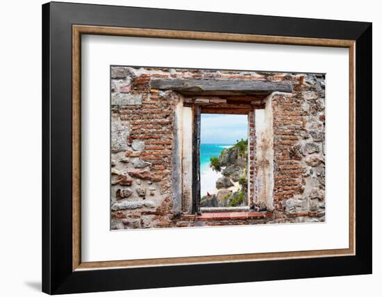 ¡Viva Mexico! Window View - Caribbean Coastline in Tulum-Philippe Hugonnard-Framed Photographic Print