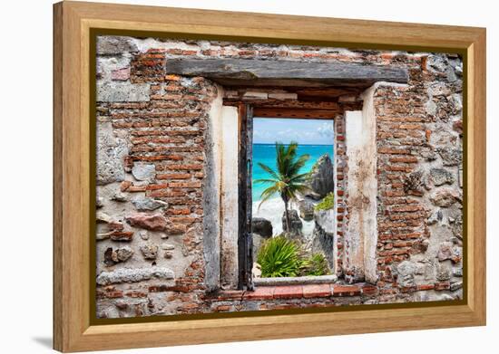 ?Viva Mexico! Window View - Caribbean Coastline in Tulum-Philippe Hugonnard-Framed Premier Image Canvas