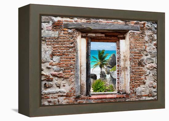 ?Viva Mexico! Window View - Caribbean Coastline in Tulum-Philippe Hugonnard-Framed Premier Image Canvas