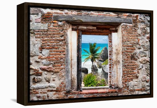 ?Viva Mexico! Window View - Caribbean Coastline in Tulum-Philippe Hugonnard-Framed Premier Image Canvas