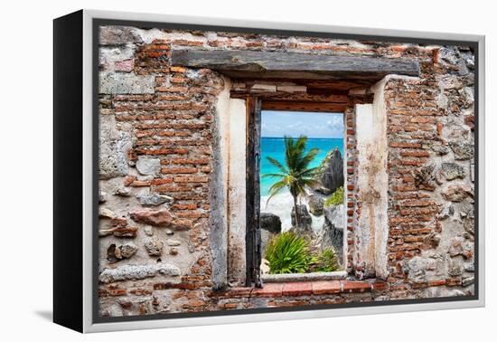 ?Viva Mexico! Window View - Caribbean Coastline in Tulum-Philippe Hugonnard-Framed Premier Image Canvas