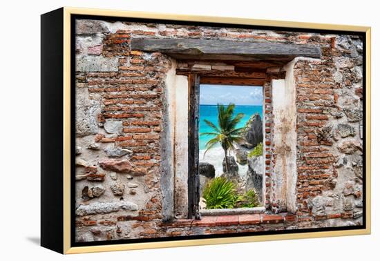 ?Viva Mexico! Window View - Caribbean Coastline in Tulum-Philippe Hugonnard-Framed Premier Image Canvas